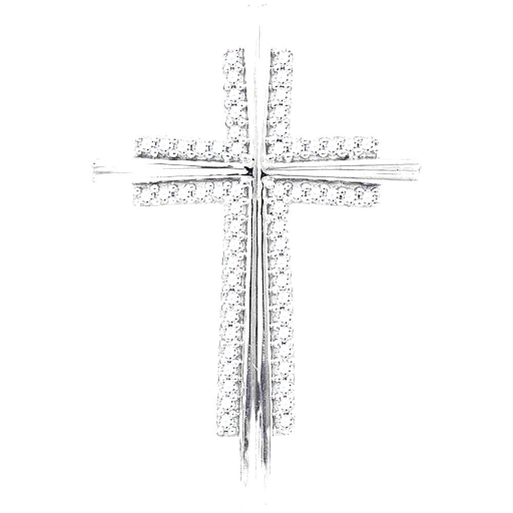 14KT White Diamond Gold Cross